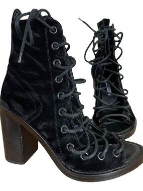 Ann Demeulemeester Black Velvet Gladiator Sandals EUR38